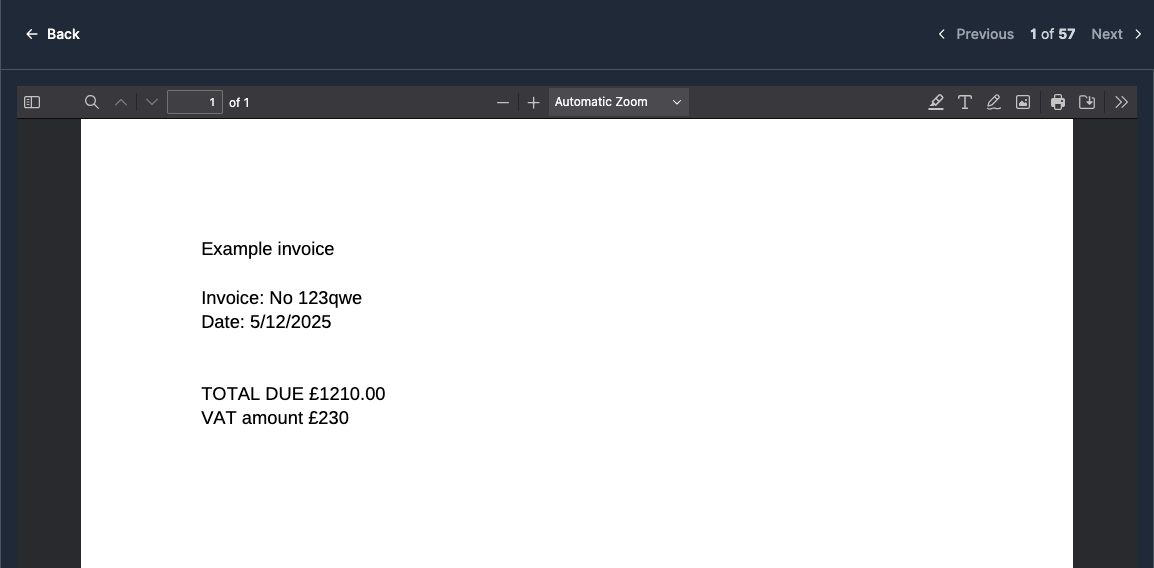 Word and Excel document upload interface