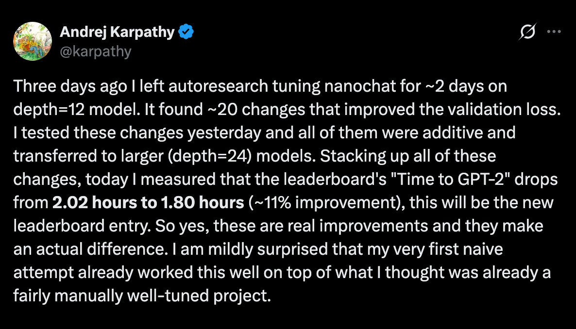 Autoresearch results
